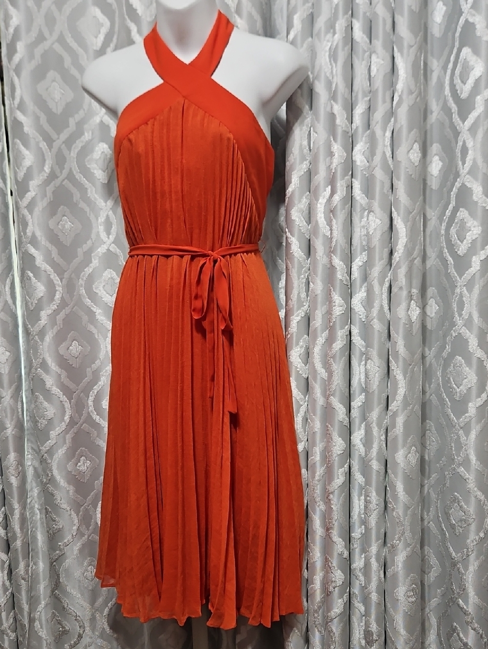 BCBGMAXAZRIA Eloise In Saffron Halter Neck Cocktail Dress